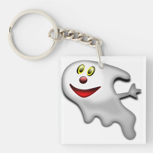 "HAPPY HALLOWEEN" GHOST KEY RING (Front)
