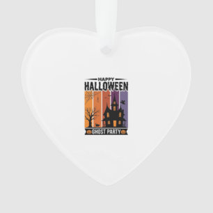 Happy Halloween Ghost Party Haunted House Shirt De Ornament