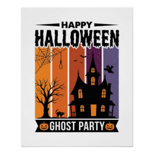 Happy Halloween Ghost Party Haunted House Shirt De Poster