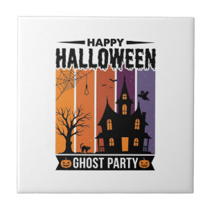 Happy Halloween Ghost Party Haunted House Shirt De Tile
