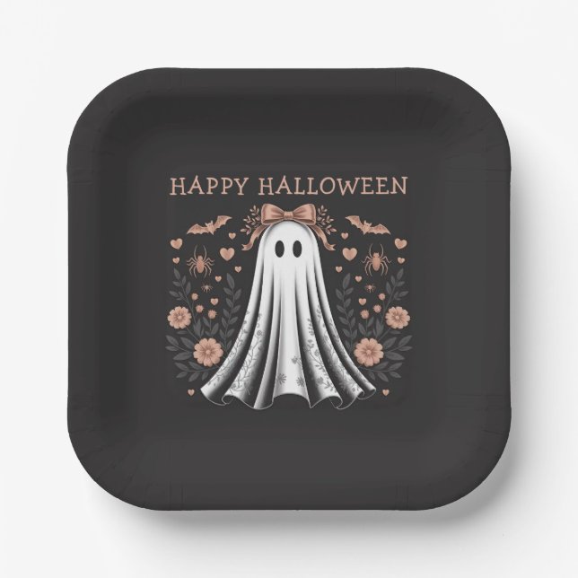 Happy Halloween Ghost Party Plates (Front)