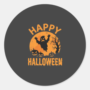 Happy Halloween Ghost Pumpkin Vector Design Classic Round Sticker