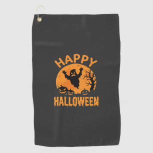 Happy Halloween Ghost Pumpkin Vector Design Golf Towel