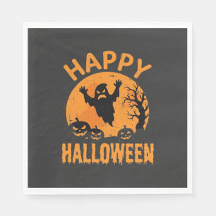 Happy Halloween Ghost Pumpkin Vector Design Napkin