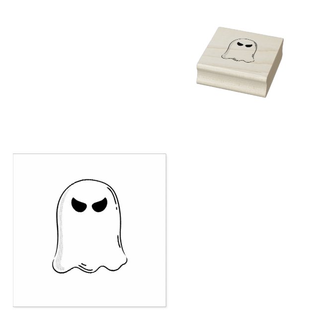 Happy Halloween Ghost  Rubber Stamp (Stamped)