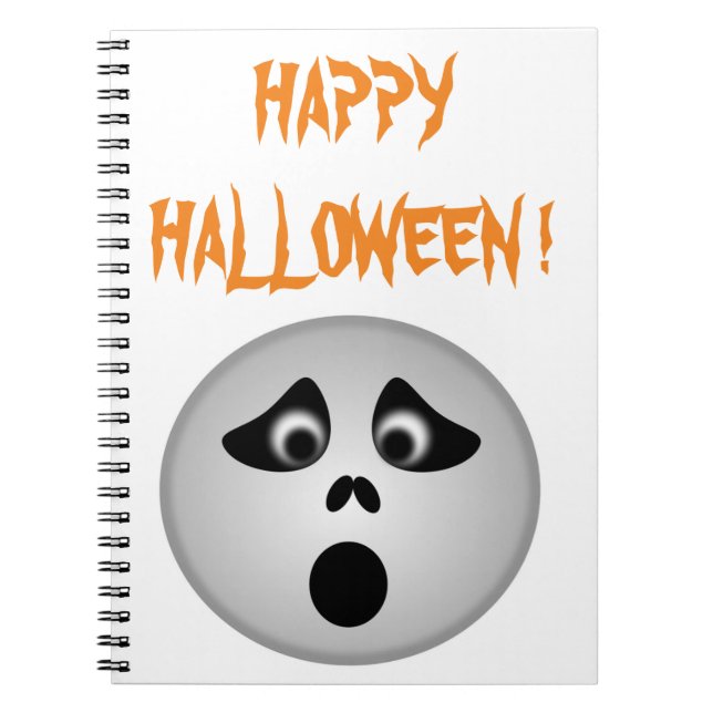 "HAPPY HALLOWEEN" GHOST SPIRAL NOTEBOOK (Front)
