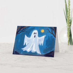 Happy Halloween Ghost Spooky Watercolor Holiday Card