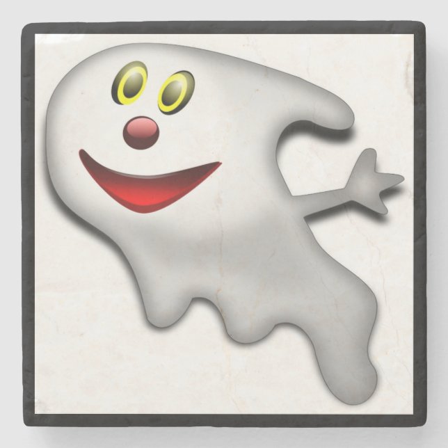 "HAPPY HALLOWEEN" GHOST STONE COASTER (Front)