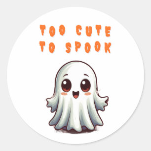 Happy Halloween Ghost With Bats And Leaves 🎃 Classic Round Sticker