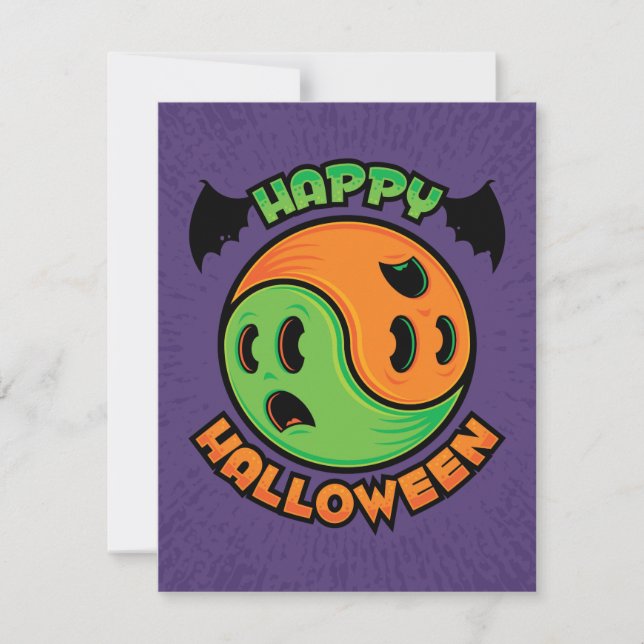 Happy Halloween Ghost Yin-Yang Invitation (Front)