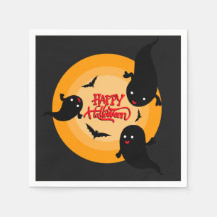 Happy Halloween Ghosts and Bats Paper Napkins