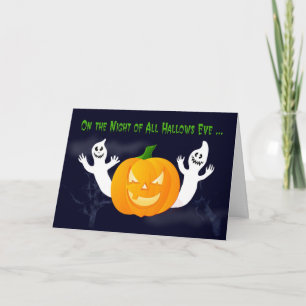 Happy Halloween ghosts and pumpkin birthday card