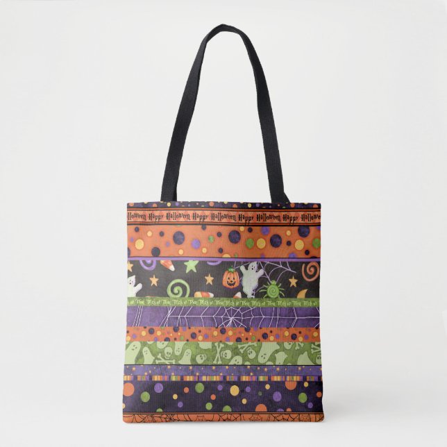Happy Halloween Ghosts Pumpkins Candy Tote Bag (Front)
