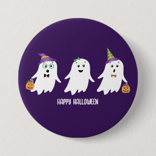 Happy Halloween Ghosts Trick Or Treat 7.5 Cm Round Badge