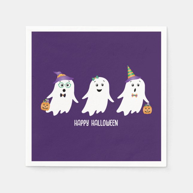 Happy Halloween Ghosts Trick Or Treat Napkin (Front)