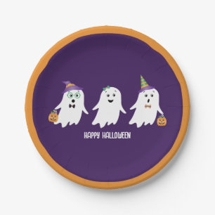 Happy Halloween Ghosts Trick Or Treat Paper Plate