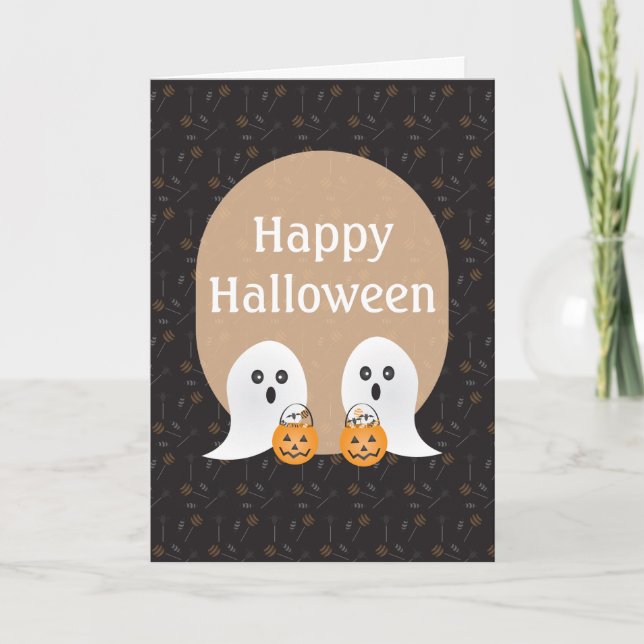 Happy Halloween Ghosts Trick Or Treating Holiday Card (Front)