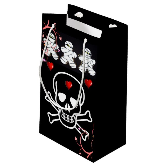 Happy Halloween  Gift Bag, Skull Small Gift Bag (Back Angled)