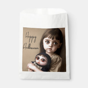 Happy Halloween Girl with Big Eyes and Creepy Doll Favour Bags
