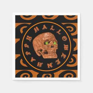 Happy Halloween Glitter Skull Napkins