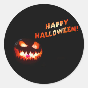 HAPPY HALLOWEEN - Glowing Jack-O-Lantern Classic Round Sticker