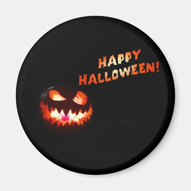 HAPPY HALLOWEEN - Glowing Jack-O-Lantern Magnet (Front)