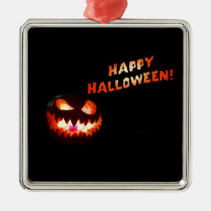 HAPPY HALLOWEEN - Glowing Jack-O-Lantern Metal Tree Decoration