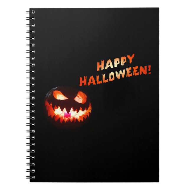 HAPPY HALLOWEEN - Glowing Jack-O-Lantern Notebook (Front)