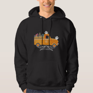 Happy Halloween Gnome Truck Drive Spooky Gnome Cre Hoodie