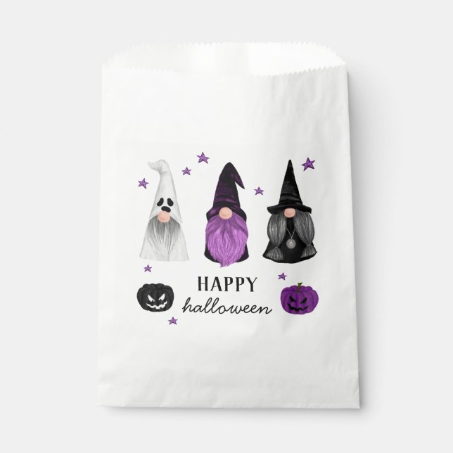 Happy Halloween. Gnomes and pumpkins kids treats Favour Bags (Front)