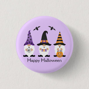 Happy Halloween Gnomes Purple Orange 3 Cm Round Badge