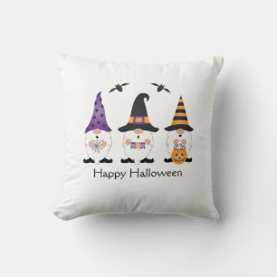 Happy Halloween Gnomes Purple Orange Cushion