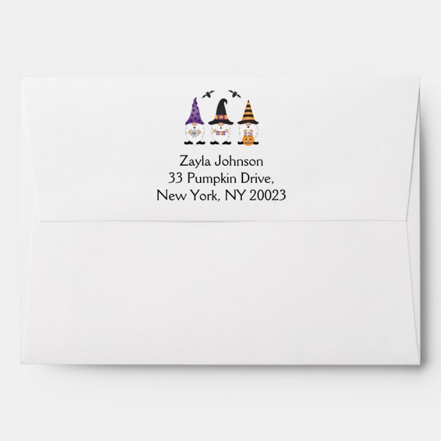 Happy Halloween Gnomes Purple Orange Envelope (Back (Top Flap))