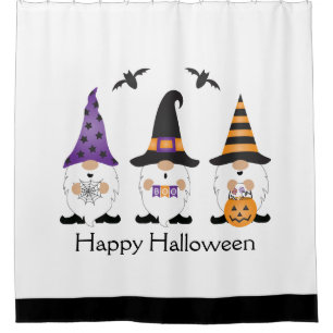 Happy Halloween Gnomes Purple Orange Shower Curtain