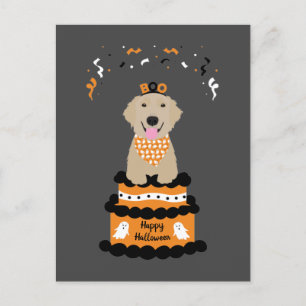 Happy Halloween Golden Retriever Spooky Ghost Boo Postcard