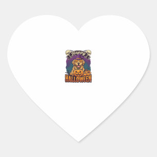 Happy Halloween Golden Retriever Witch Hat Pumpkin Heart Sticker