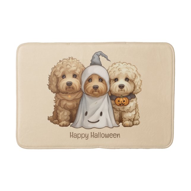 Happy Halloween Goldendoodle Dogs Bath Mat (Front)