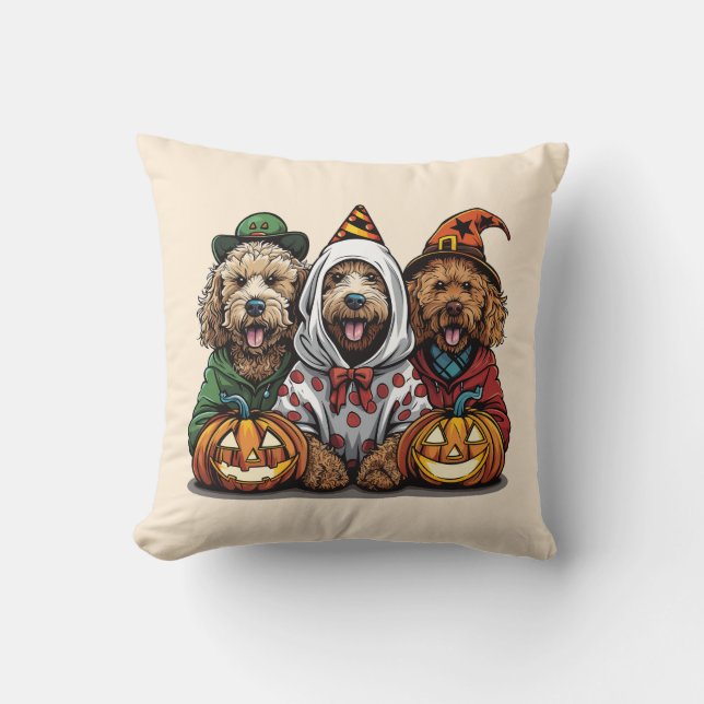 Happy Halloween Goldendoodle Dogs Cushion (Front)