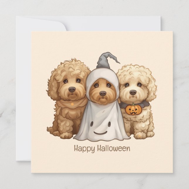 Happy Halloween Goldendoodle Dogs Invitation (Front)
