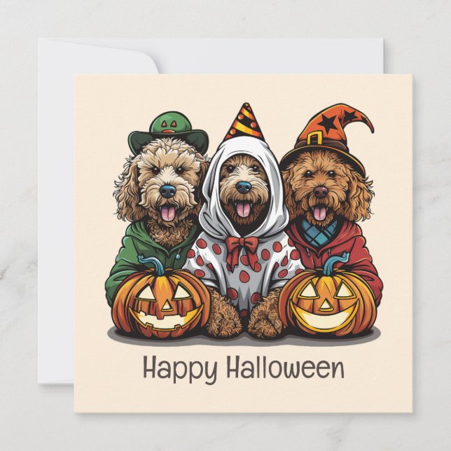 Happy Halloween Goldendoodle Dogs Invitation (Front)