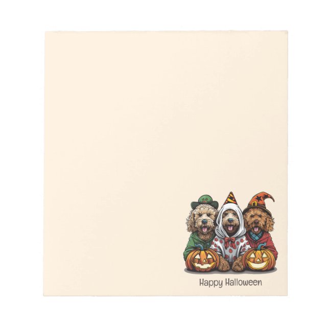 Happy Halloween Goldendoodle Dogs Notepad (Front)