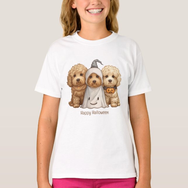 Happy Halloween Goldendoodle Dogs T-Shirt (Front)