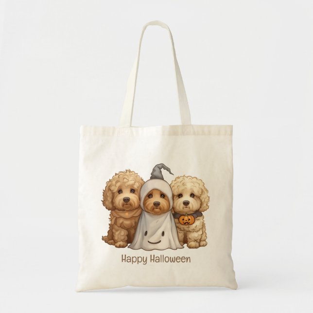 Happy Halloween Goldendoodle Dogs Tote Bag (Front)