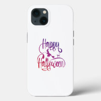 Happy Halloween gradient flying witch cat