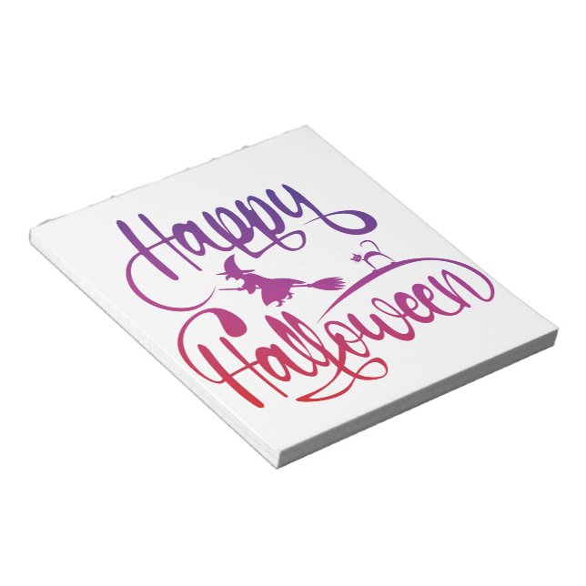 Happy Halloween gradient flying witch cat  Notepad (Angled)