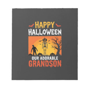 Happy Halloween Grandson Skeleton Pumpkin Notepad
