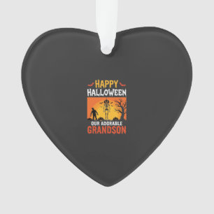 Happy Halloween Grandson Skeleton Pumpkin Ornament