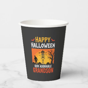Happy Halloween Grandson Skeleton Pumpkin Paper Cups