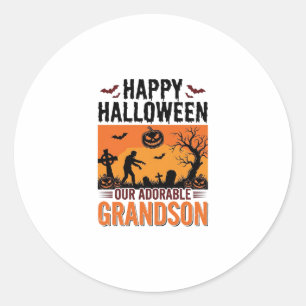 Happy Halloween Grandson Vintage Spooky Shirt Desi Classic Round Sticker