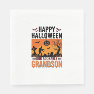 Happy Halloween Grandson Vintage Spooky Shirt Desi Napkin
